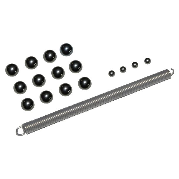 SET de bolas juego de 4 bolas de acero Ø4+12x Ø7mm +resorte de cuerda al eje de salida