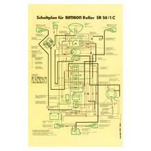 Simson Schaltplan, Farbposter für SR50 / 1 C (12V, ohne E-Start)