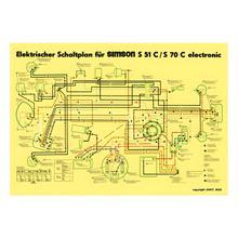 Simson Schaltplan, Farbposter für S51C, S70C - 6V-Elektronic - Elektronische Zündung