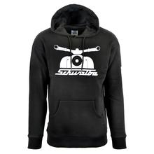 Felpa con cappuccio e tasche a marsupio, nero, taglia: XXXL - motivo: rondine 55 anni - 100% cotone
