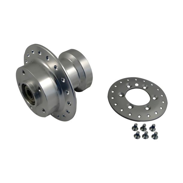 Moyeu de roue avant pour frein à disque - aluminium anodisé avec roulements et vis - Mokick