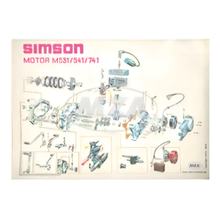 Simson Explosionsdarstellung, Farbposter für Motor M531 / 541 / 741 - S51, S70