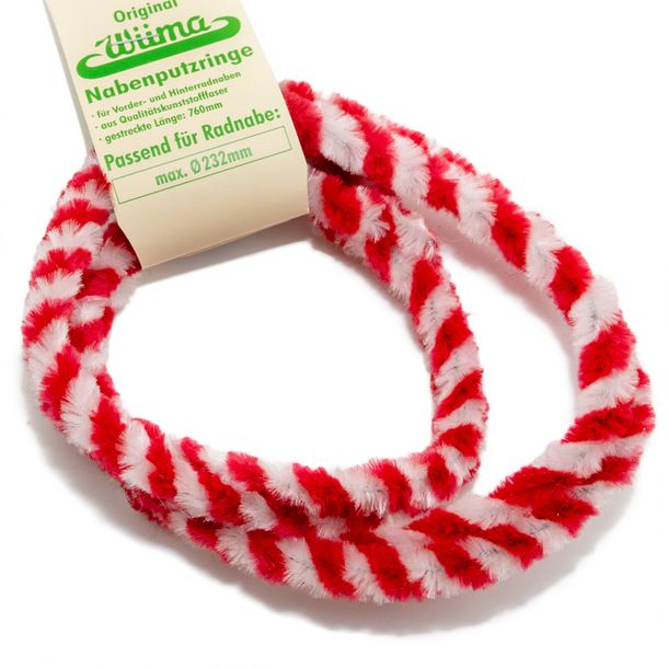 Pair of hub cleaning rings - red/white - for motorcycle - hub Ø232 mm, 760 mm long