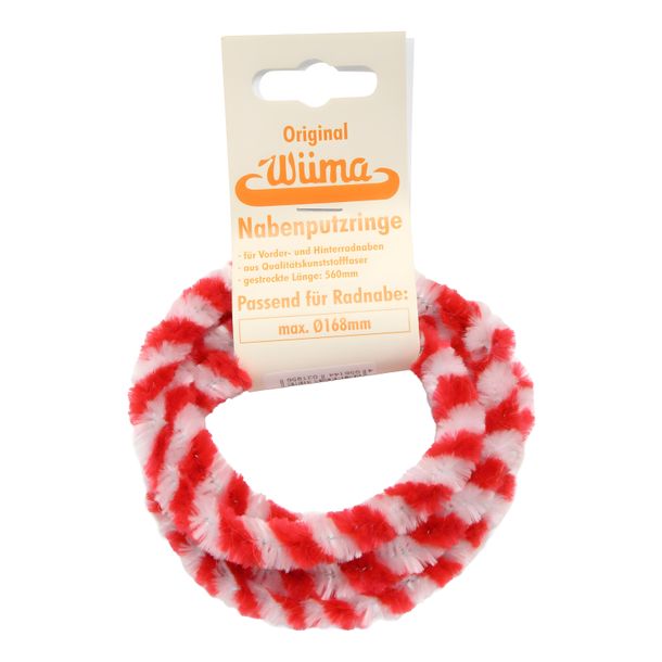 paar naafreinigingsringen - rood/wit - voor Mokick - wielnaaf Ø168 mm, 560 mm lang