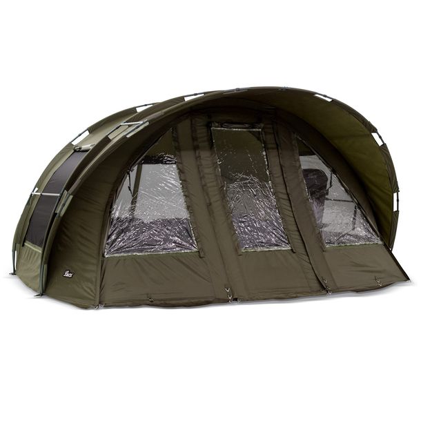 Lucx® Karpfenzelt Bivvy 2 3 4 Mann Angelzelt Leopard XL Carp Dome + Überwurf – Bild 7