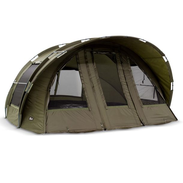 Lucx® Karpfenzelt Bivvy 2 3 4 Mann Angelzelt Leopard XL Carp Dome + Überwurf – Bild 2