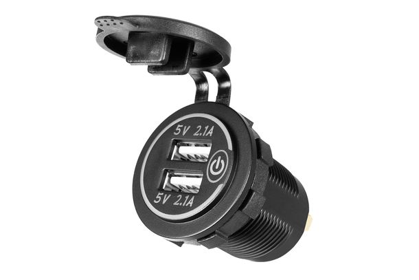 Ricambino USB A-autoladeraansluiting, universeel met aanraakschakelaar voor auto en motorfiets