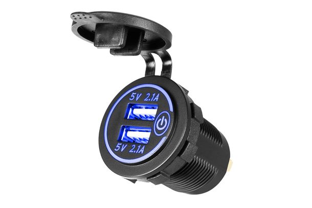 Ladegerät Zigarettenanzünder Ricambino USB A Auto Ladegerät Steckdose, universal mit Touch Schalter für Auto und Motorrad
