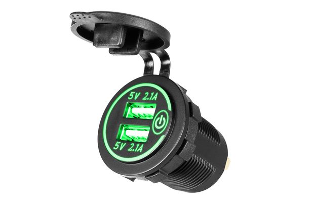 Chargeur allume-cigare Ricambino USB A Auto Chargeur prise, universel avec interrupteur tactile pour voiture et moto