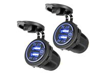 Ladegerät Zigarettenanzünder Ricambino USB A Auto Ladegerät Steckdose, universal mit Touch Schalter für Auto und Motorrad, 2 Stück