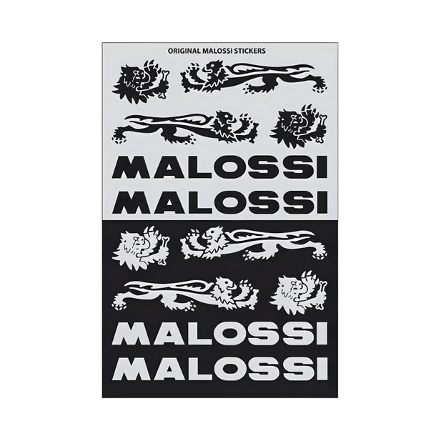 Malossi Mini Sticker Set 11.5 x 16.8 cm, Black/Silver, 3 Sheets