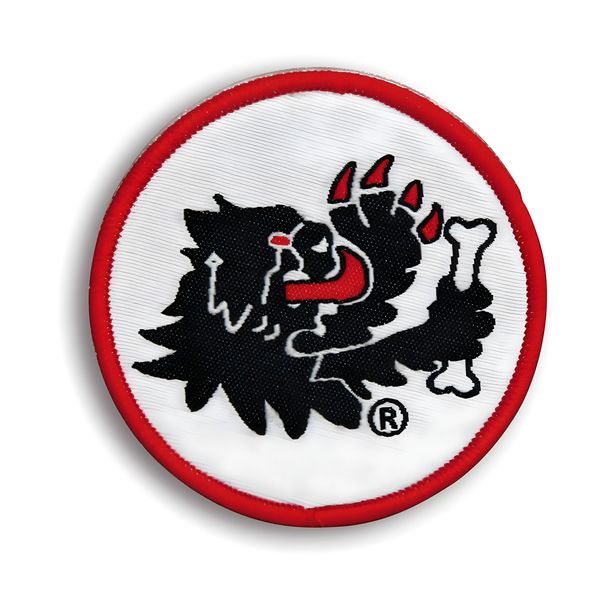 Malossi Lion Head Diameter 6 cm Patch with Embroidered Hem, Red/White/Black