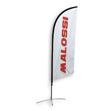 Strandvlag Malossi banner/vlag 2,80 m x 60 cm, wit/rood Malossi-logo