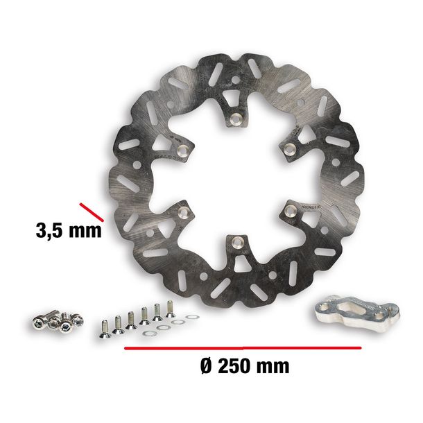 Bremsscheibe Malossi Whoop Disc, außen Ø 250mm, Dicke 3,5mm mit Adapter für Runner RST 50 Bj. 2005-09