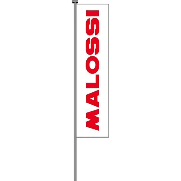 Malossi flag, 70 cm x 220 cm, white, red Malossi logo