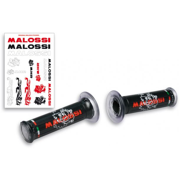 Malossi gesloten handgrepen Ø 30mm, zwart met Malossi logo, 2 stuks