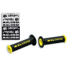 Griffe Malossi offen Ø 22/25mm, schwarz mit Malossi Logo in gelb, 2 Stück