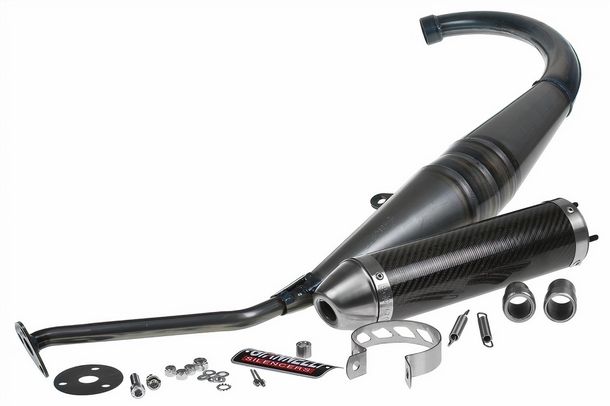 Système d'échappement Giannelli Strada homologué, carbone pour Aprilia RS 50 99-05 / Tuono 50 03-07