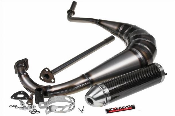 Uitlaatsysteem Giannelli Strada met goedkeuring, Carbon voor Aprilia RS 50 06- / Derbi GPR 50 04-08