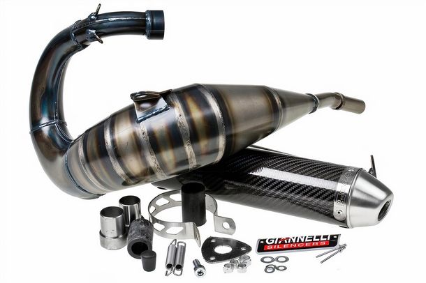 Uitlaatsysteem Giannelli Enduro met keuring, Carbon voor Peugeot XP6 50 SM 05-