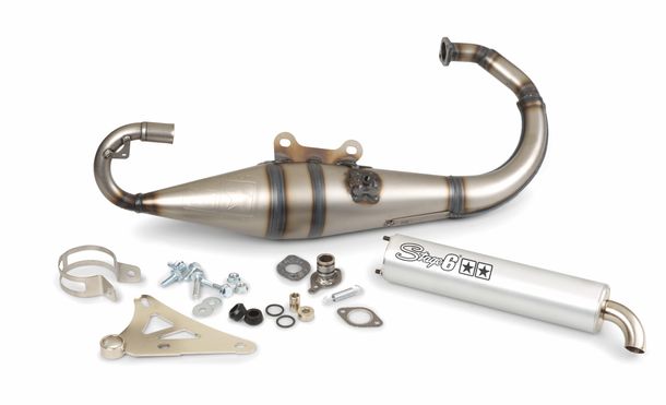 Auspuffanlage Pro Replica MK2 von Stage6 für Minarelli stehend Silber – Bild 2