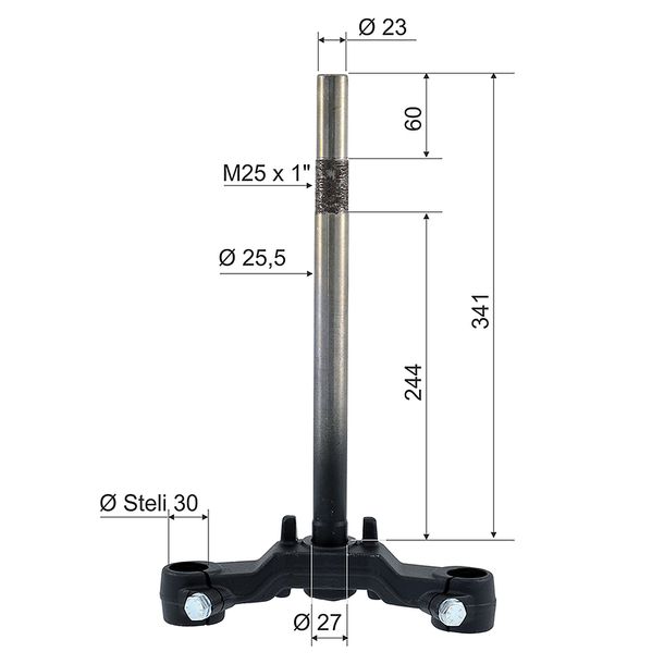 Vorkstuurset RMS drievoudige klem, 30 mm voor MBK Booster NG/Nitro/Aerox 50ccm