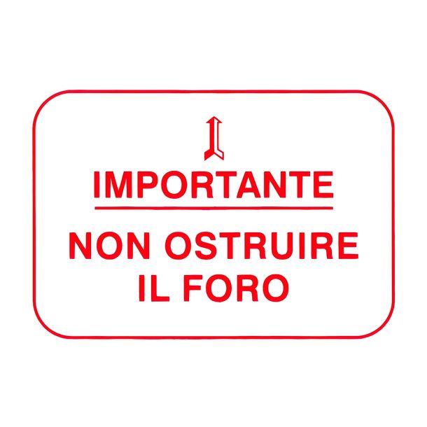 Red label "non ostruire il foro" r.o.610176M