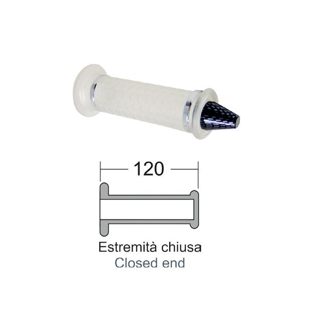 Griffe RMS 120mm universal, PVC, durchsichtig, Ende in Carbon Optik