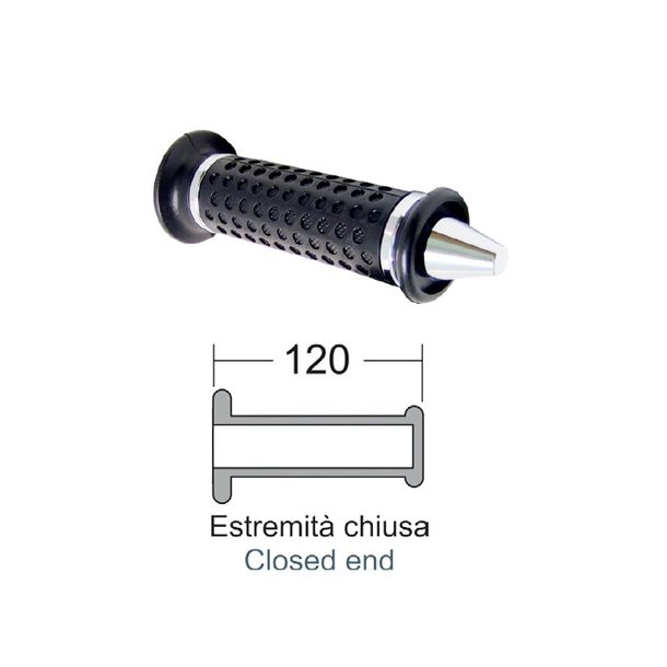 Griffe RMS 120mm universal, PVC, schwarz, Ende in silber