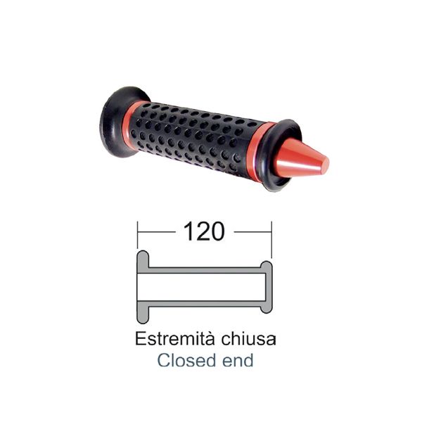Griffe RMS 120mm universal, PVC, schwarz, Ende in rot