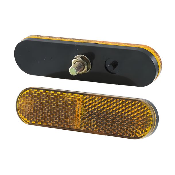 Amber rounded reflector with screw and bolt 95x25
