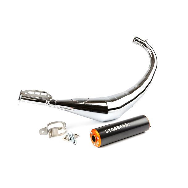 Stage6 Streetrace Chrome CNC-uitlaatsysteem voor Minarelli AM6