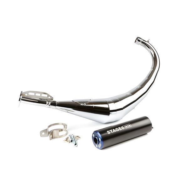 Stage6 Streetrace Chrome CNC-uitlaatsysteem voor Minarelli AM6