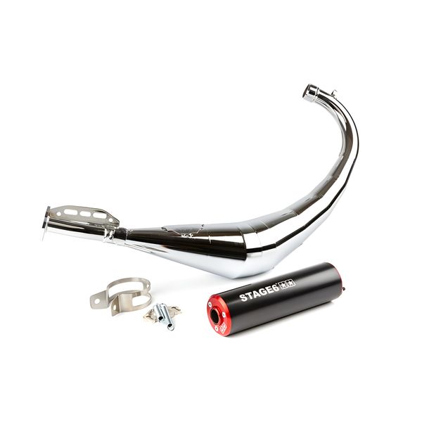 Auspuffanlage Stage6 Streetrace Chrome mit Zulassung CNC für Minarelli AM6