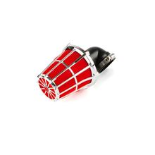 Luftfilter Hexa gebogen 90 Grad d.35mm chrom / rot