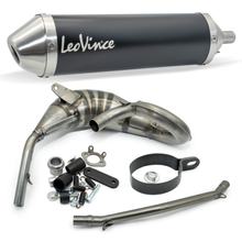 Système d'échappement complet LeoVince X-FIGHT Black Edition avec homologation, acier inoxydable noir pour Derbi DRD SM / R 50 2003 / Senda Racer SM / Enduro 2004 - 2009 / Senda SM 2001 / Senda X-Treme SM / R 2004 - 2012