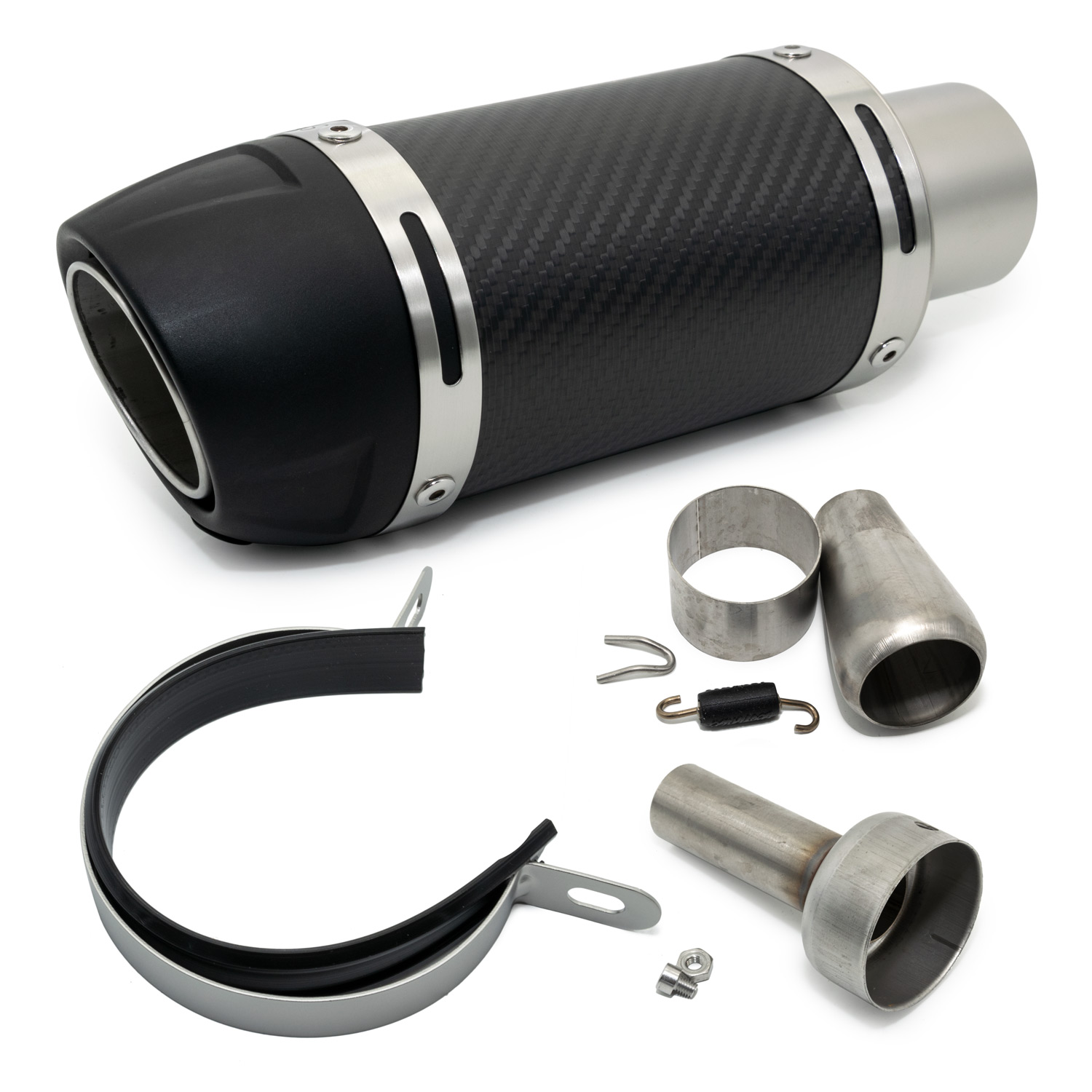 Muffler Kit LeoVince GP CORSA EVO, carbon, technopolymer cap, Ø 