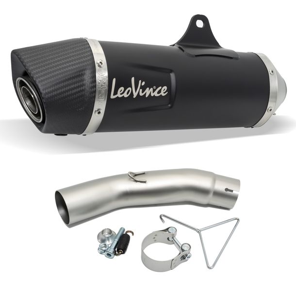 Silenciador trasero LeoVince SLIP-ON NERO con homologación, acero inoxidable negro, tapa de carbono para Suzuki GSX-S 750 / Z ABS