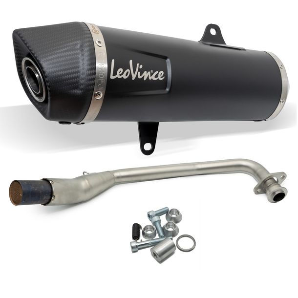 Impianto di scarico completo LeoVince NERO con catalizzatore e omologazione, acciaio inossidabile nero, tappo in carbonio per Honda Forza 125 anno 2017 - 2020 E4