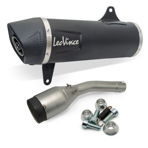 Silenciador trasero LeoVince SLIP-ON NERO con catalizador y homologación, acero inoxidable negro, tapa de carbono para Yamaha X-Max 400 / Iron Max