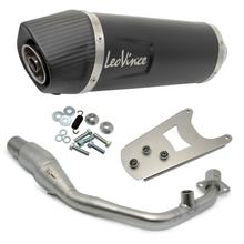 Impianto di scarico LeoVince completo NERO con catalizzatore & omologazione, acciaio inossidabile nero, tappo in carbonio per Piaggio Vespa Primavera / Sprint 125 iGet ABS