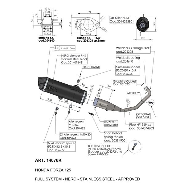 Auspuffanlage LeoVince NERO mit Zulassung für Honda Forza 125 2021-2024 E5 – Bild 6