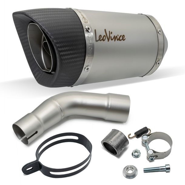 Endschalldämpfer LeoVince LV PRO mit Zulassung, Edelstahl, Carbon Kappe für Yamaha MT-03 / YZF-R3 300 Bj. 2018 - 2019 E4 / Bj. 2020 E4 / Bj. 2022 - 2023 E5