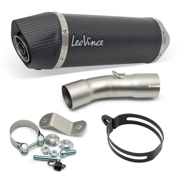 Endschalldämpfer LeoVince LV ONE EVO mit Zulassung, Carbon für Kawasaki Ninja 400 Bj. 2018 - 2021 E4 / Ninja 400 / Z 400 Bj. 2022 - 2023 E5 / Ninja 500 / SE / Z Bj. 2024 - 2026 E5+ / Z 400 Bj. 2019 - 2021 E4