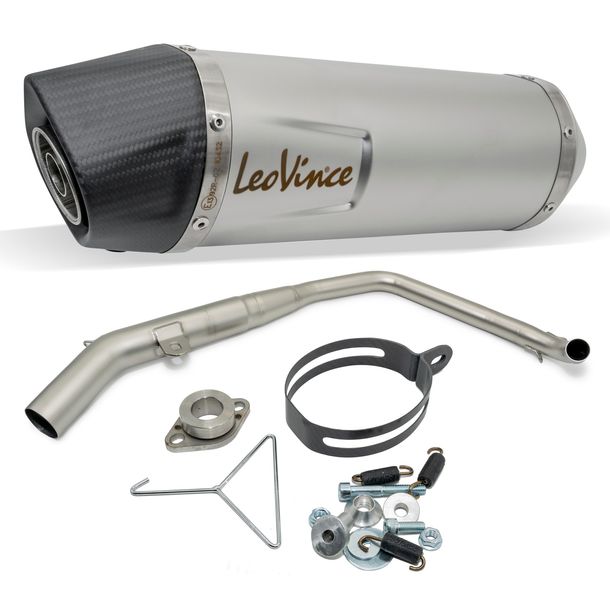 Auspuffanlage komplett LeoVince LV ONE EVO mit Katalysator & Zulassung, Edelstahl, Carbon Kappe für Yamaha MT-125 Bj. 2017 - 2019 E4 / YZF-R 125 Bj. 2017 - 2018 E4