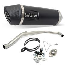 Impianto di scarico completo LeoVince LV ONE EVO Black Edition con catalizzatore & omologazione, acciaio inossidabile nero, tappo in carbonio per Yamaha MT-125 / YZF-R125