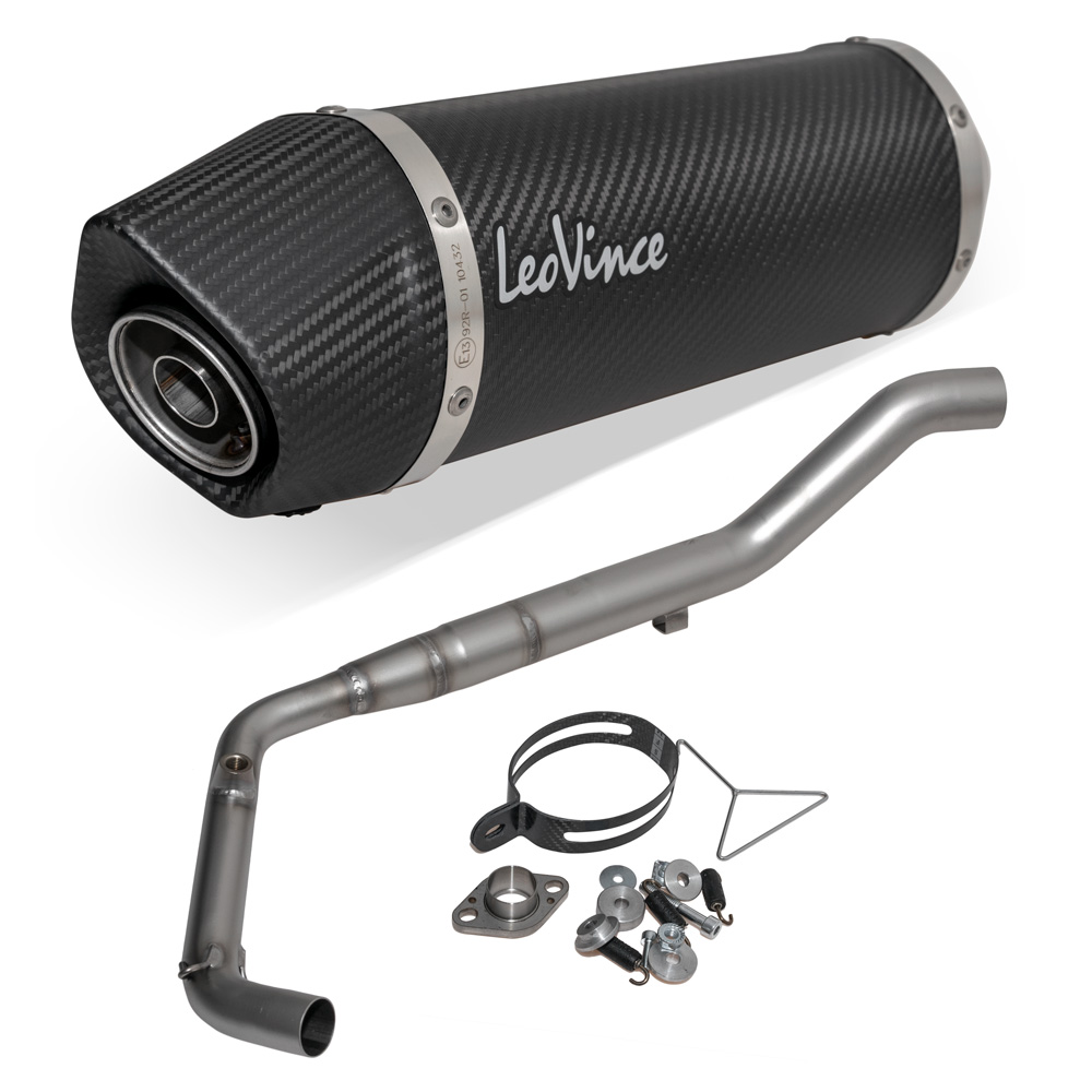 LeoVince Complete Exhaust System SBK LV ONE EVO Black Edition, Stainless  Steel Black, Carbon Cap, 1/1 for Yamaha MT-125/YZF-R125