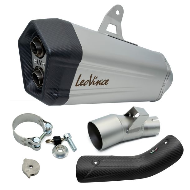 Rear silencer LeoVince LV-12 with approval, stainless steel, carbon cap & heat shield for Honda CRF 1100 L Africa Twin / Adventure Sport / DCT year 2020 - 2023 E5