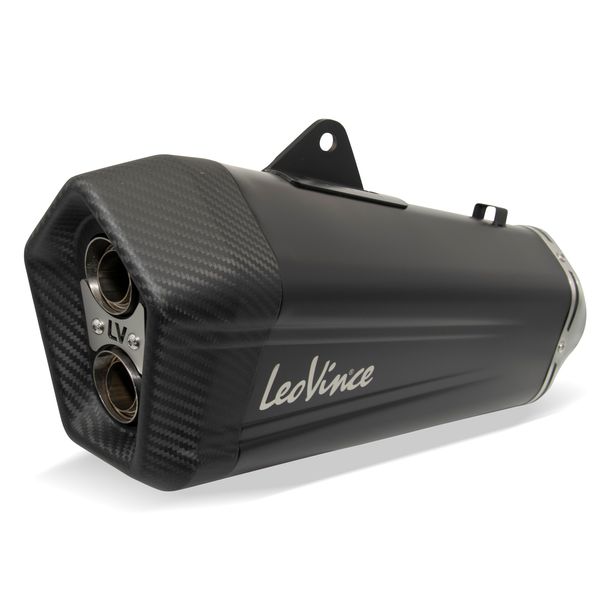 Rear silencer LeoVince LV-12 Black Edition with approval, stainless steel black, carbon cap & heat shield for Honda CRF 1100 L Africa Twin / Adventure Sport / DCT year 2020 - 2023 E5