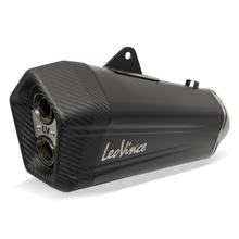 Silenciador LeoVince LV-12 Black Edition com homologação, aço inoxidável preto, tampa de carbono e escudo térmico para Honda CRF 1100 L Africa Twin / Adventure Sport / DCT ano 2020 - 2023 E5